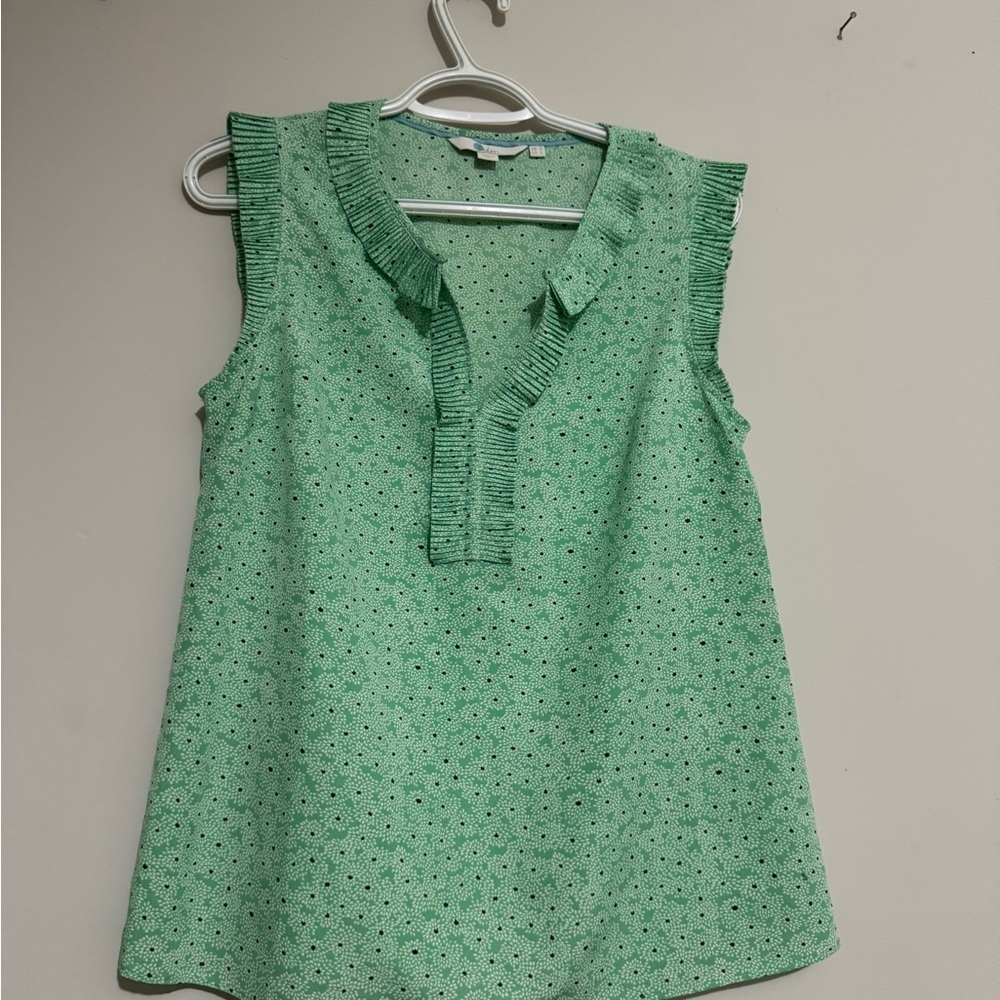 BODEN Green Sleeveless Fitted Blouse with Peter Pan Collar 💚SIZE 4 💚 - Picture 5 of 12